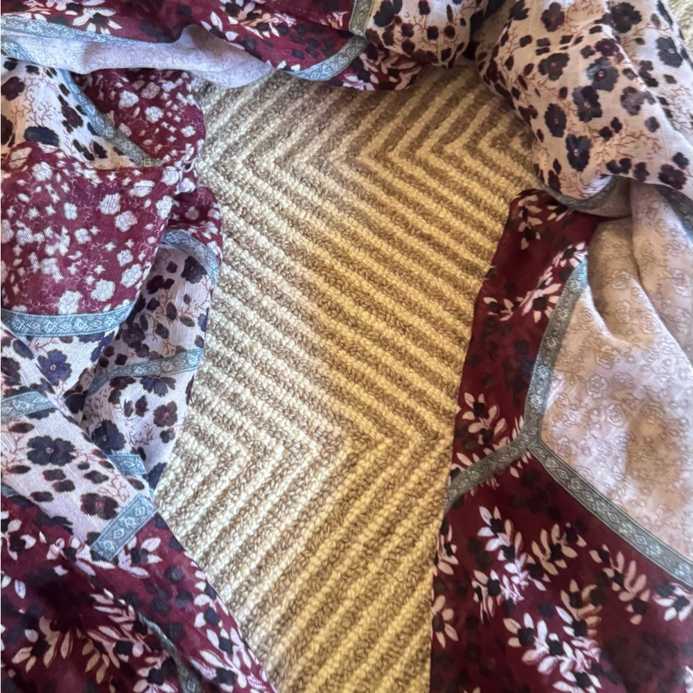 Julia Maroon And Beige Patterned Infinity Scarf - image 3